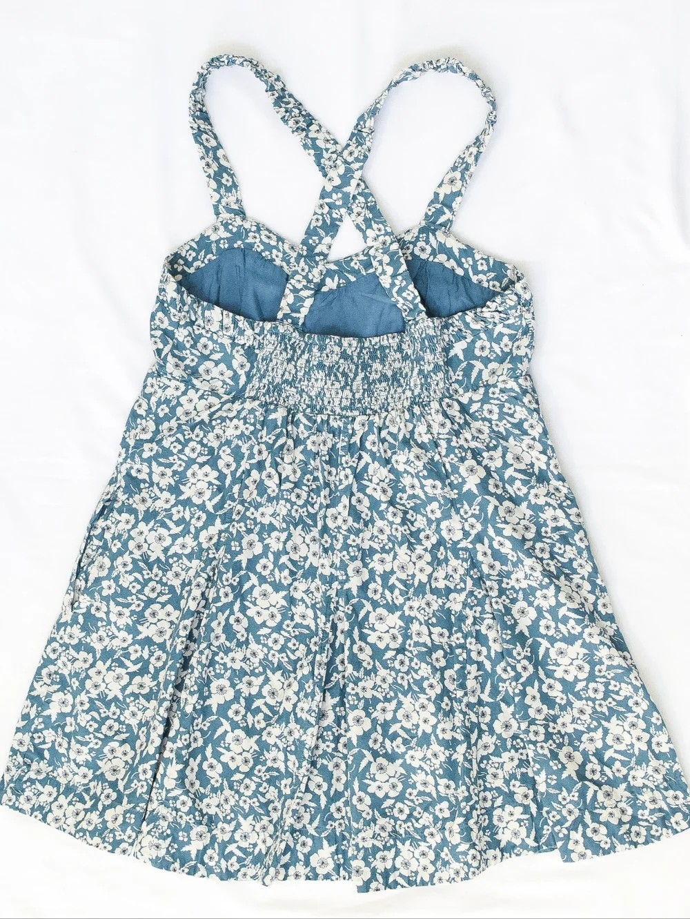Anthropologie Maeve Floral Sweetheart Mini Dress Babydoll Criss Cross Back Sz M - Picture 6 of 10
